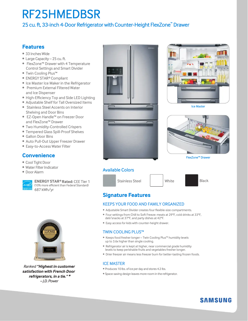 First page image of the manual for RF25HMEDBWW