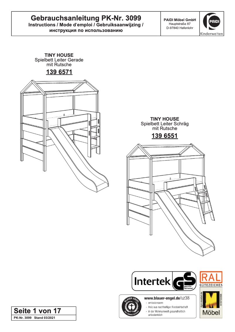 First page image of the manual for Tiny House