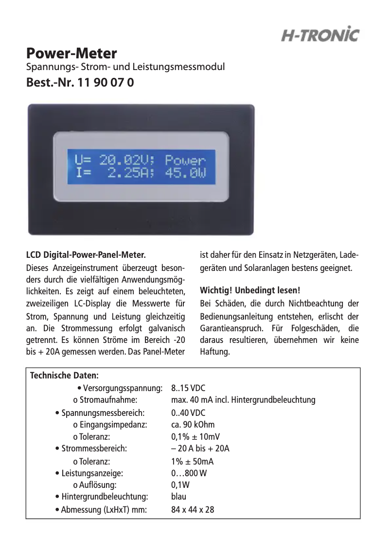 First page image of the manual for PM 4020