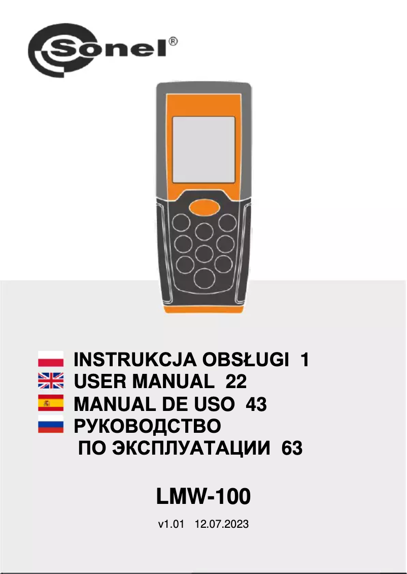 Page 1 of the manual User Manual Sonel LMW-100