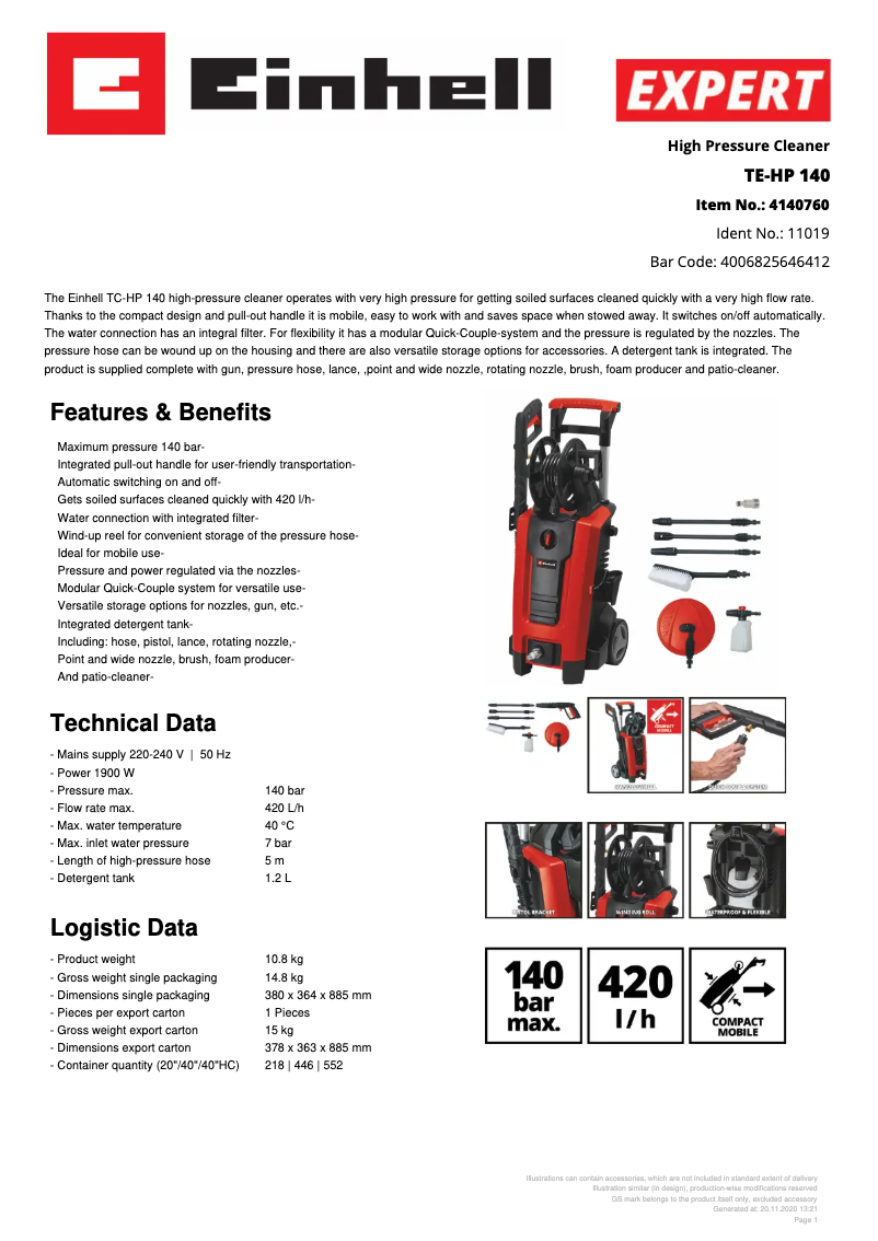 First page image of the manual for TE-HP 140