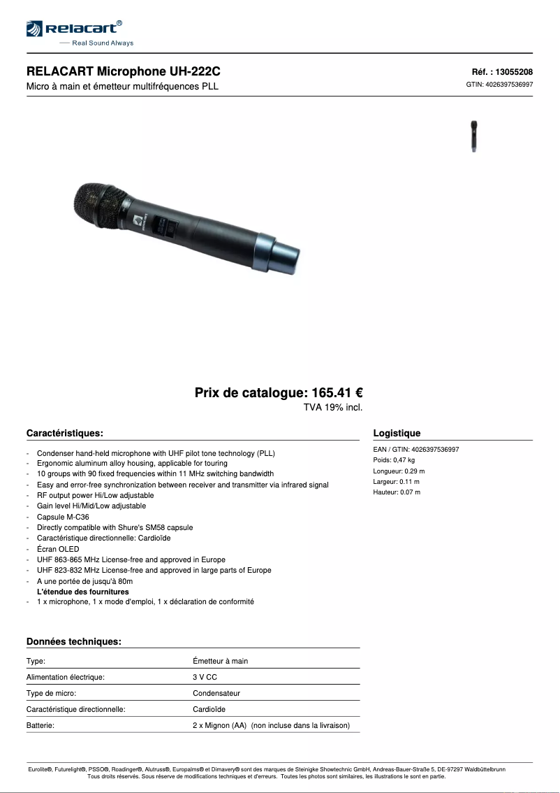 First page image of the manual for UH-222C