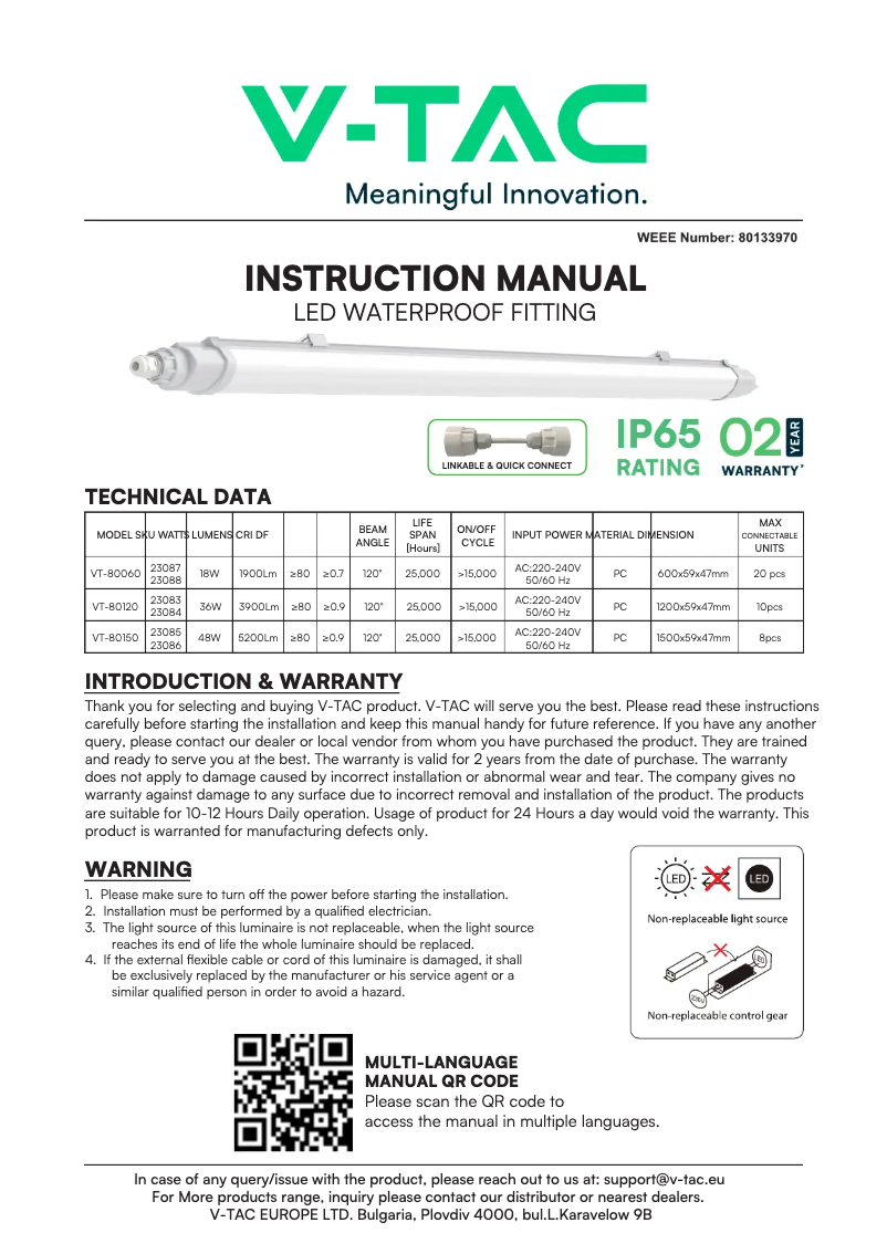 First page image of the manual for VT-80060