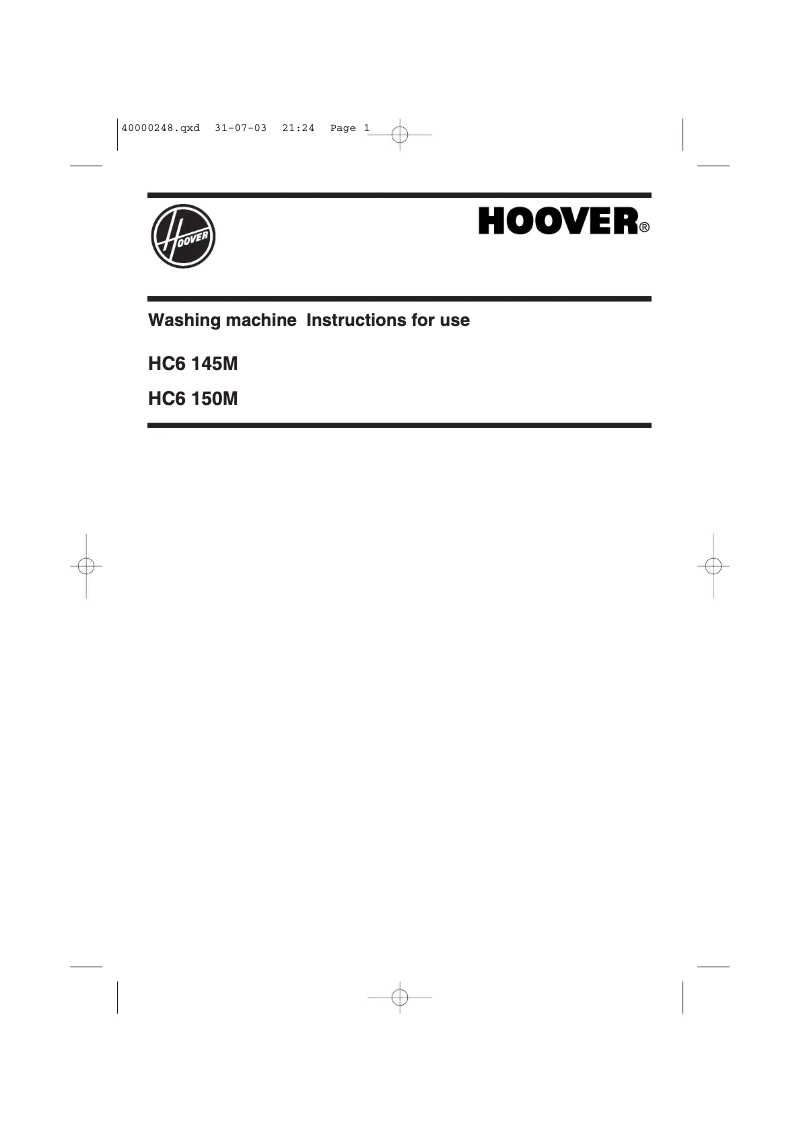 Page 1 of the manual User Manual Hoover HC6 145MUK