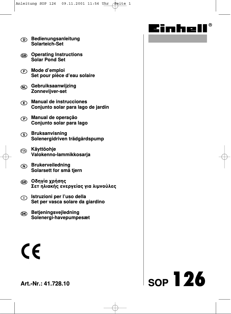 Page 1 of the manual User Manual Einhell SOP 126