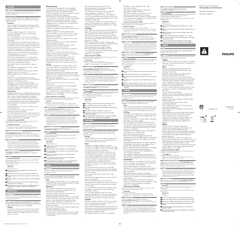 Page 1 of the manual Instruction Manual Philips Avance Collection HR1671