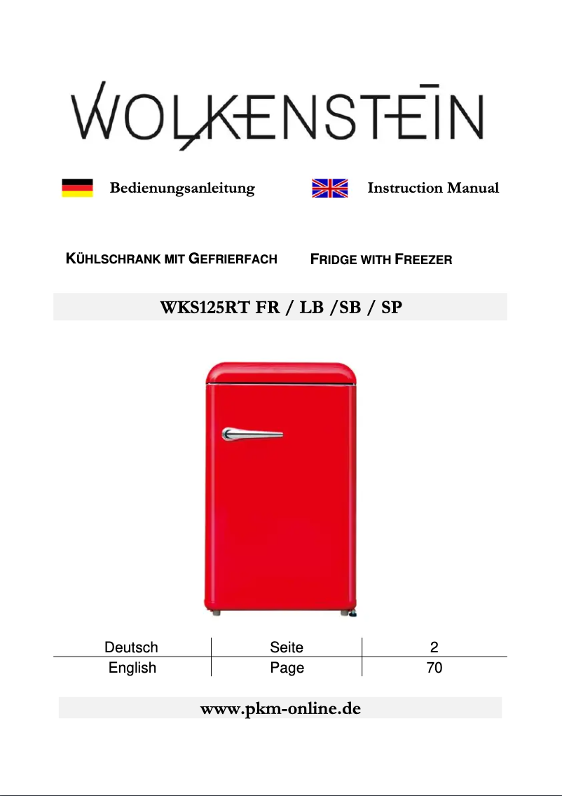 First page image of the manual for WKS125RT SP