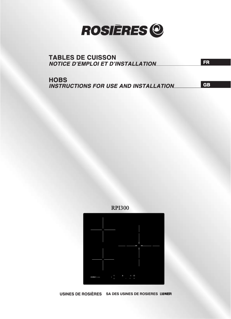 Page 1 of the manual User Manual Rosieres RPI 300