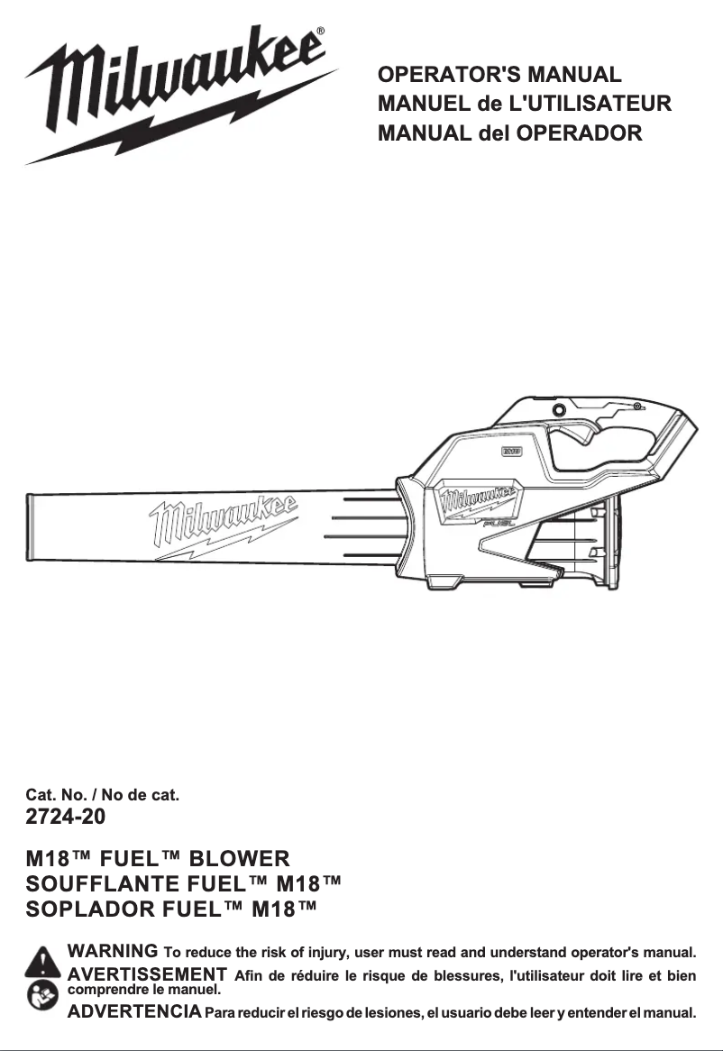 Page 1 of the manual User Manual Milwaukee M18 Fuel 2724-21HD
