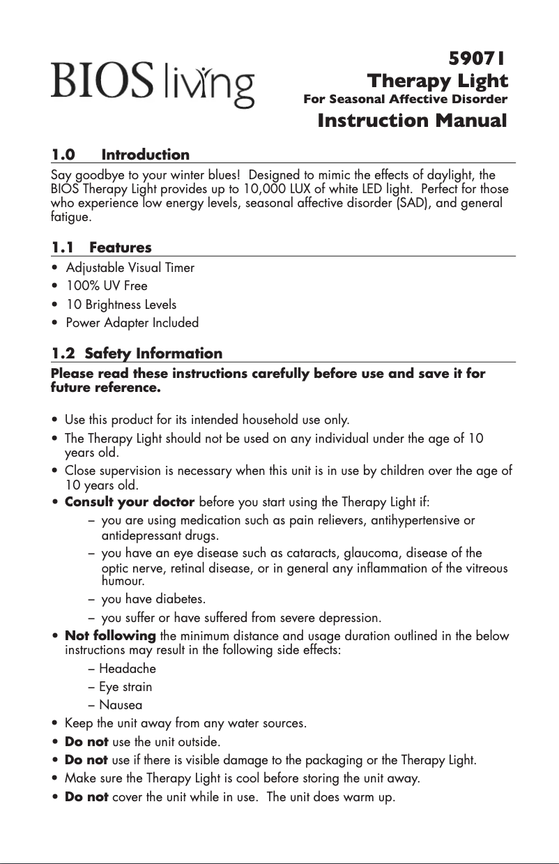 Page 1 of the manual User Manual BIOS Medical 59071