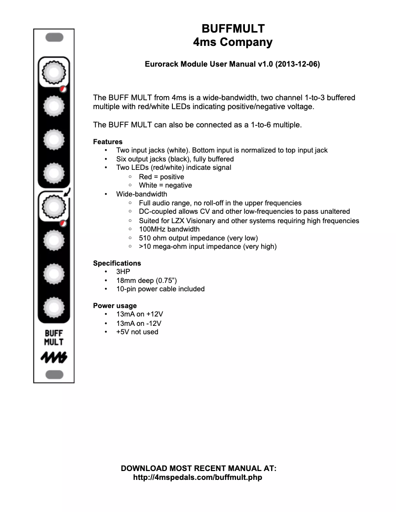 Page 1 of the manual User Manual 4ms Buff Mult