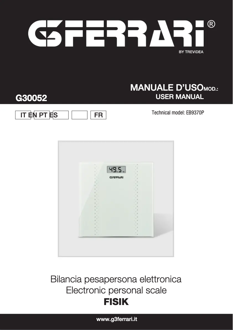 Page 1 de la notice Manuel utilisateur G3 Ferrari FISIK G3005201