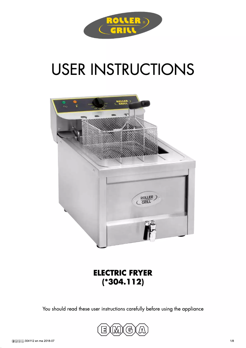 Page 1 of the manual User Manual Roller Grill 304112