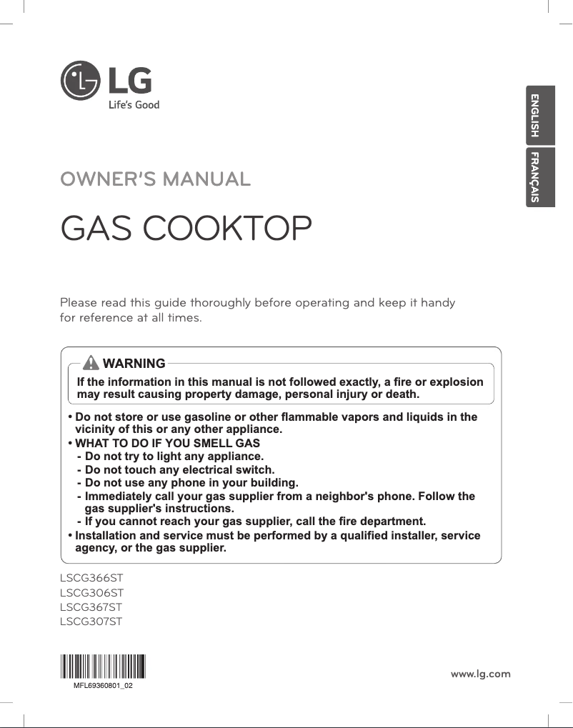 Page 1 of the manual User Manual LG LSCG306ST
