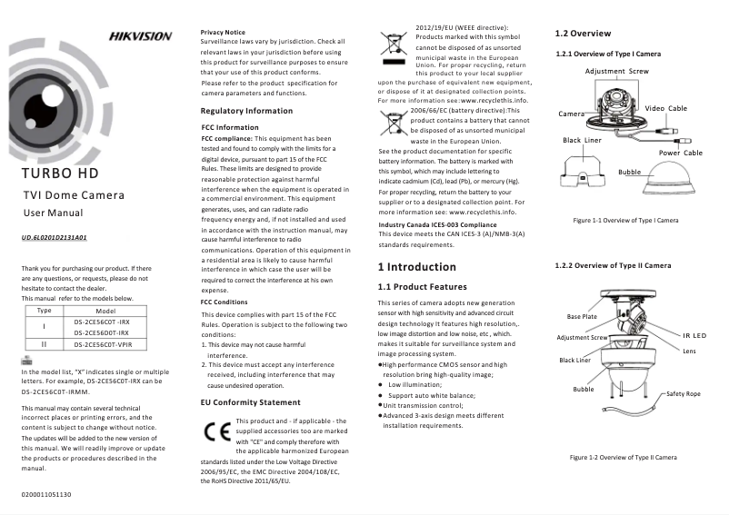Page 1 of the manual User Manual Hikvision DS-2CE56C0T-IRMMF