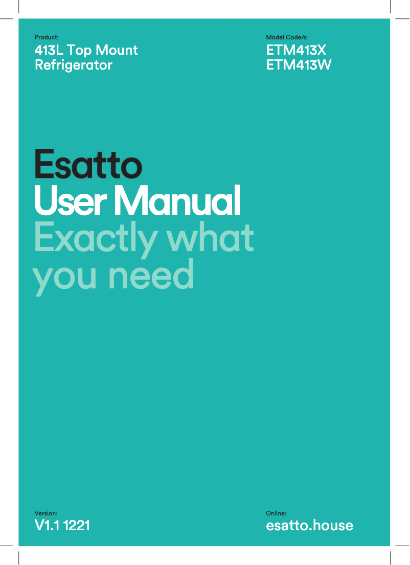 First page image of the manual for ETM413W