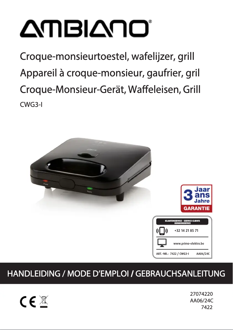 First page image of the manual for CWG3