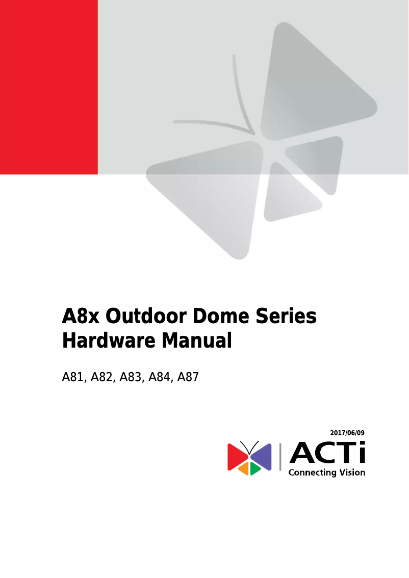 Page 1 of the manual User Manual ACTi A87