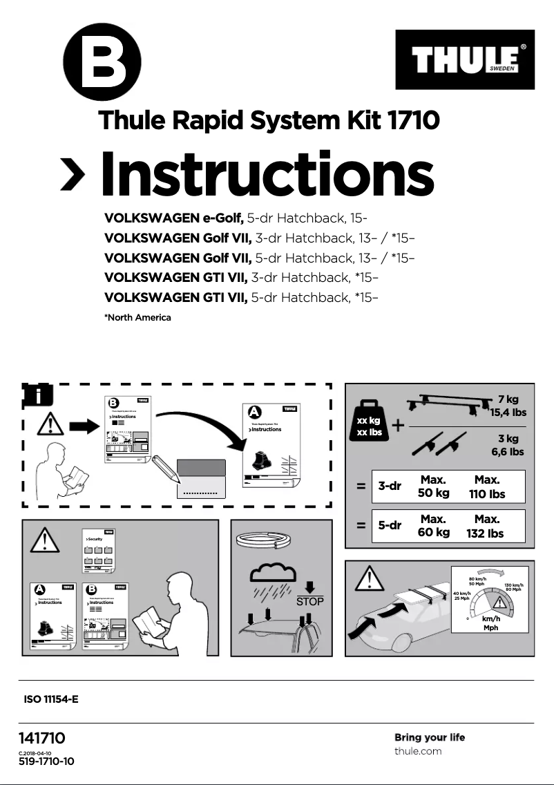 Page 1 of the manual User Manual Thule Rapid System Kit 1710