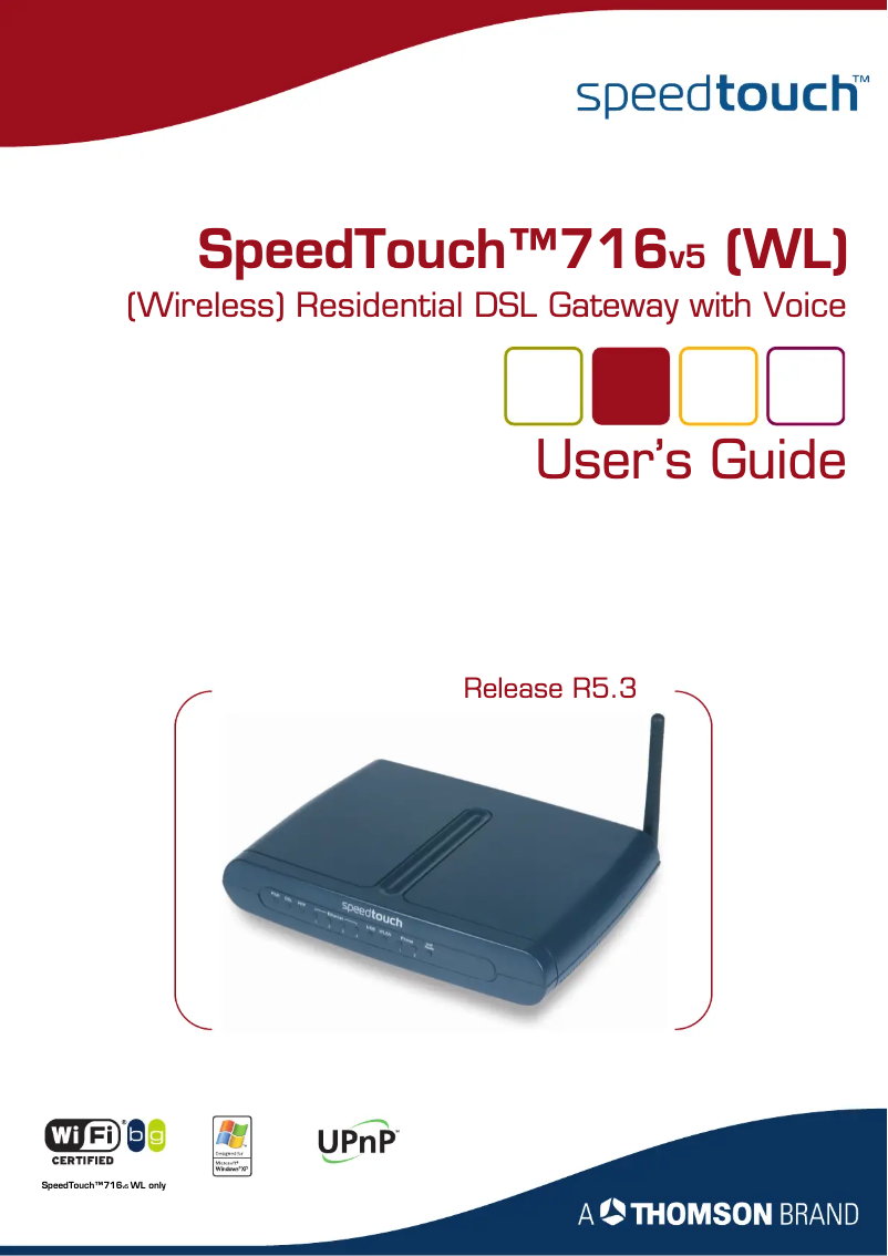 First page image of the manual for SpeedTouch 716 v5