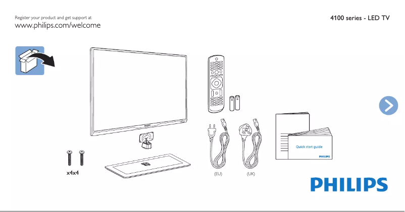 Page 1 of the manual Quick Start Guide Philips 32PFT4109