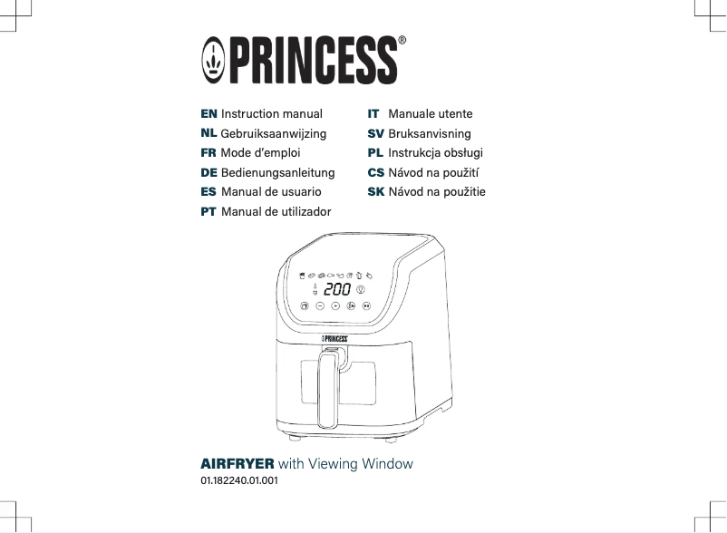 Page 1 of the manual User Manual Princess 5L SlimFry Airfryer 182240