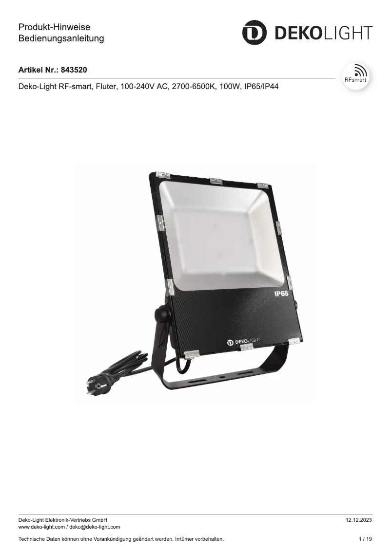 First page image of the manual for 843520