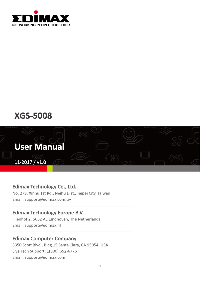 Page 1 of the manual User Manual Edimax XGS-5008