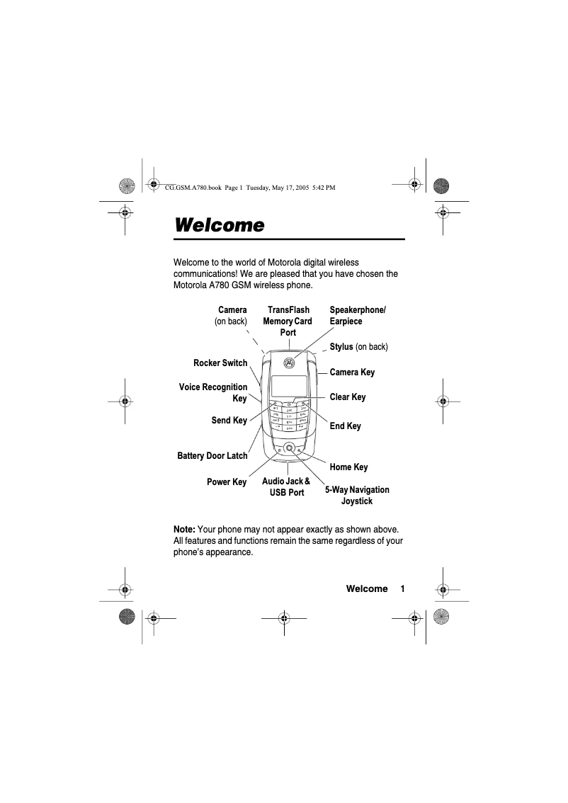 First page image of the manual for A780