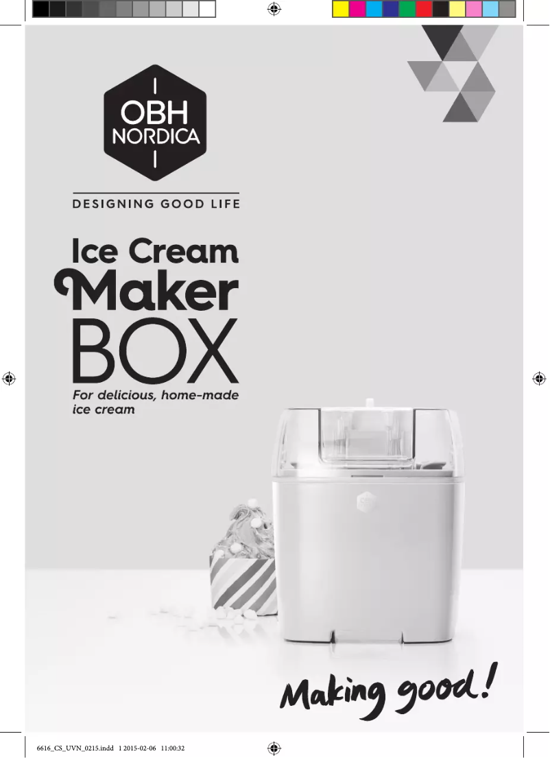 Page 1 of the manual User Manual OBH Nordica Ice Cream Maker Box