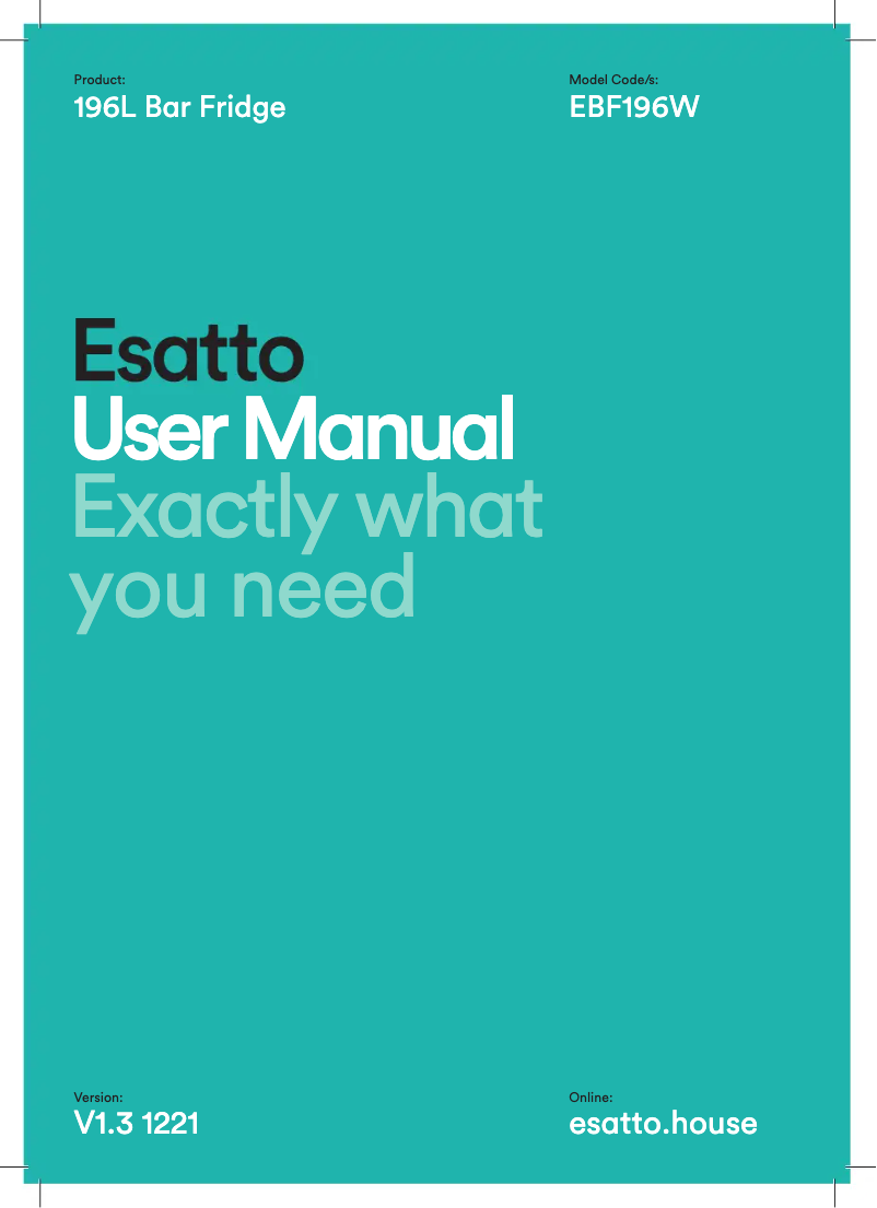 First page image of the manual for EBF196W