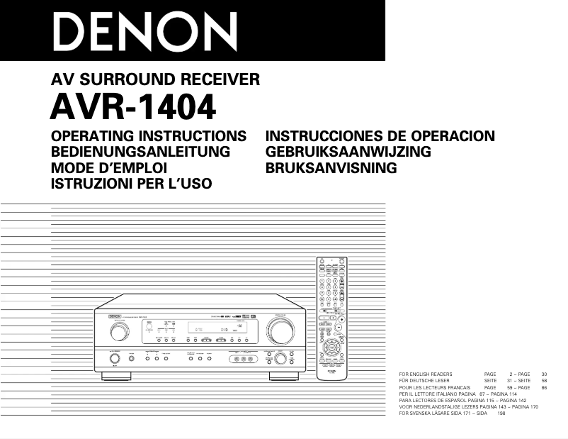 First page image of the manual for AVR-1404