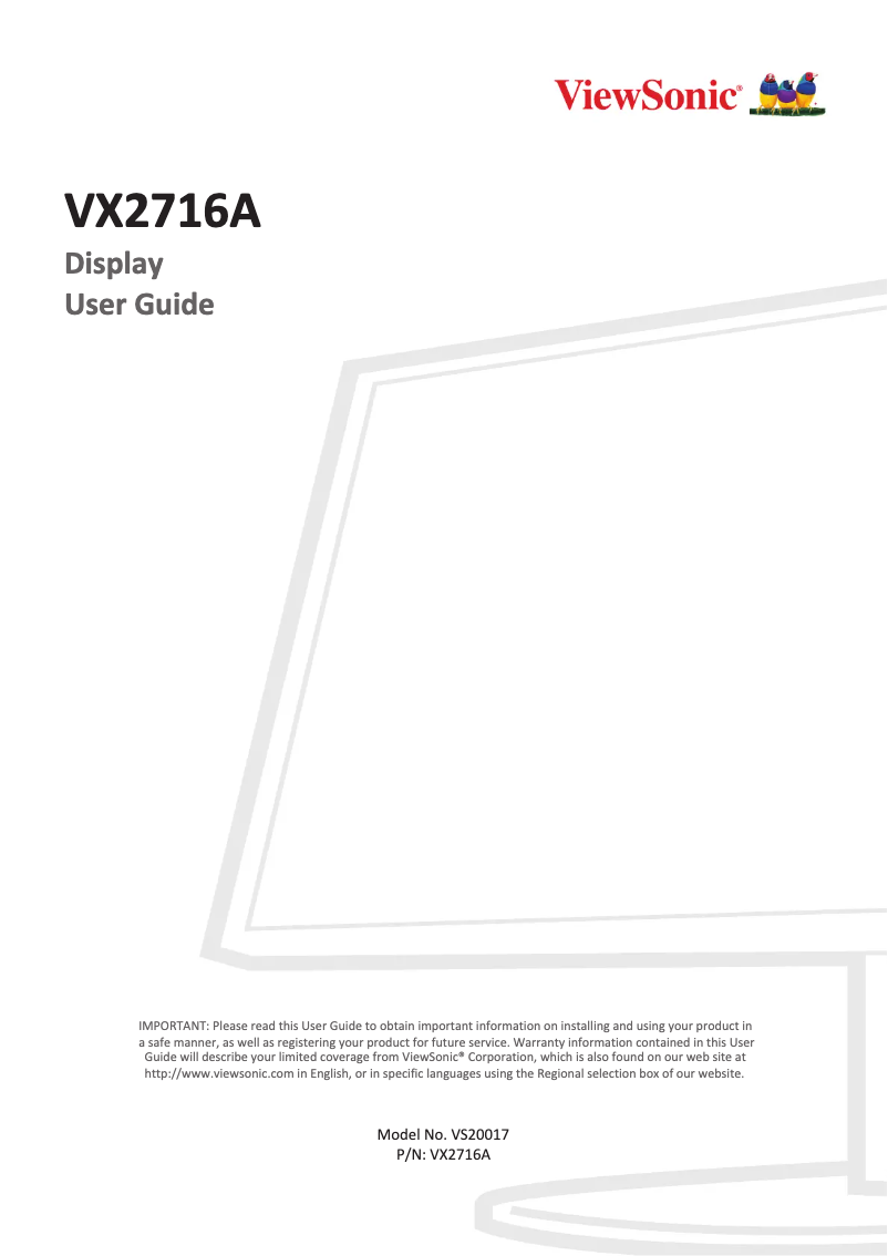 Image de la première page du manuel de l'appareil VX2716A