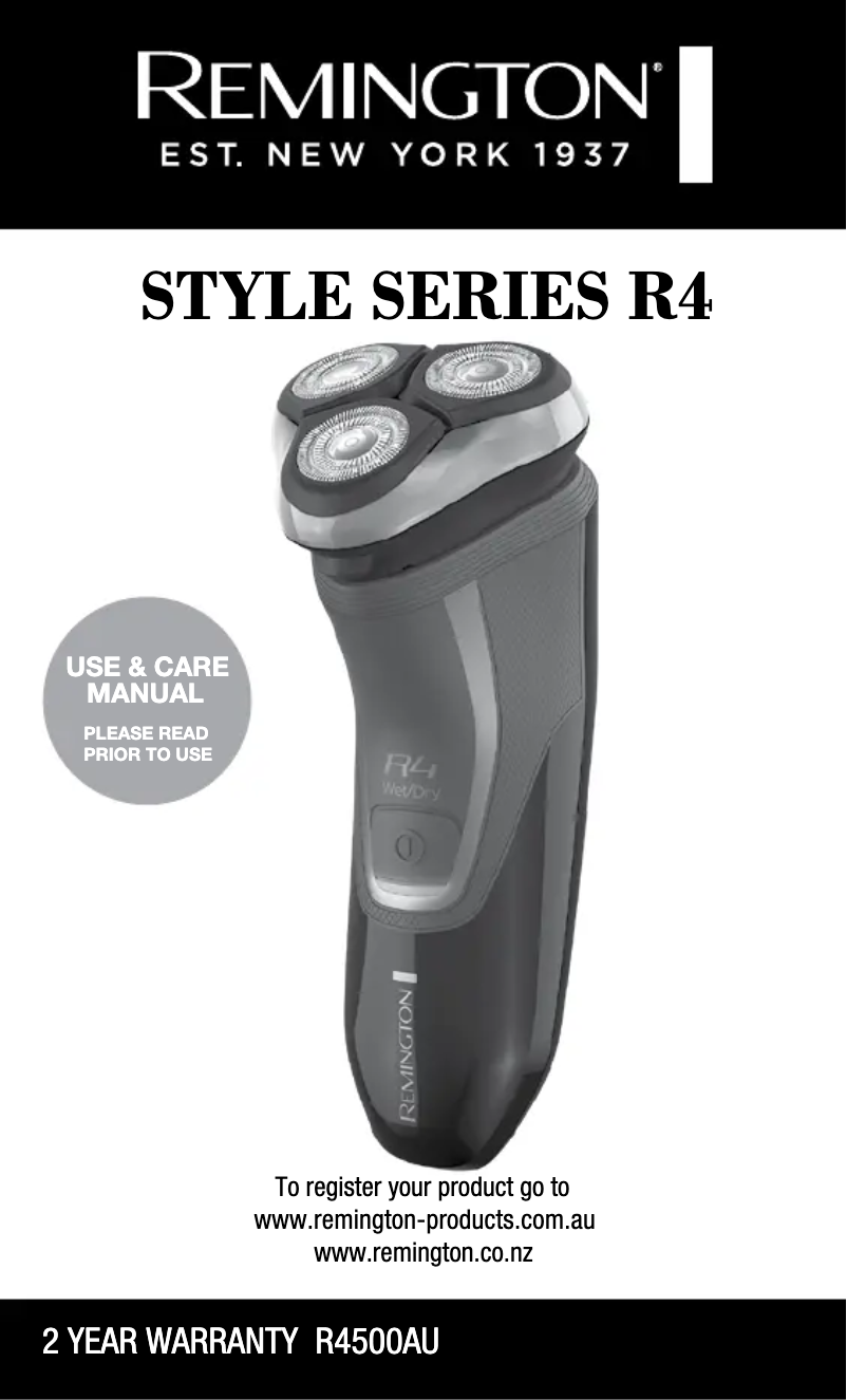 First page image of the manual for Style R4 R4500AU