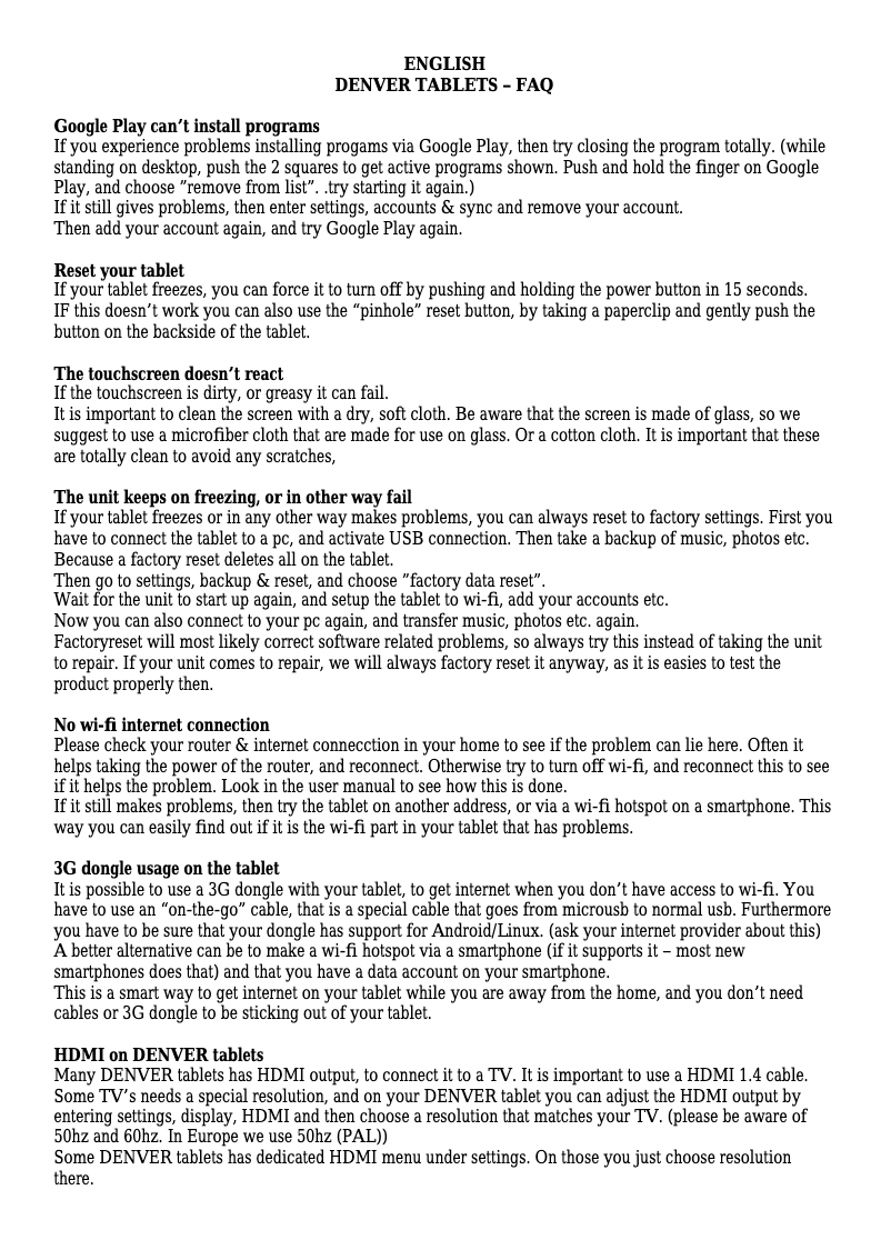 Page 1 of the manual User Manual Denver TAC-80011