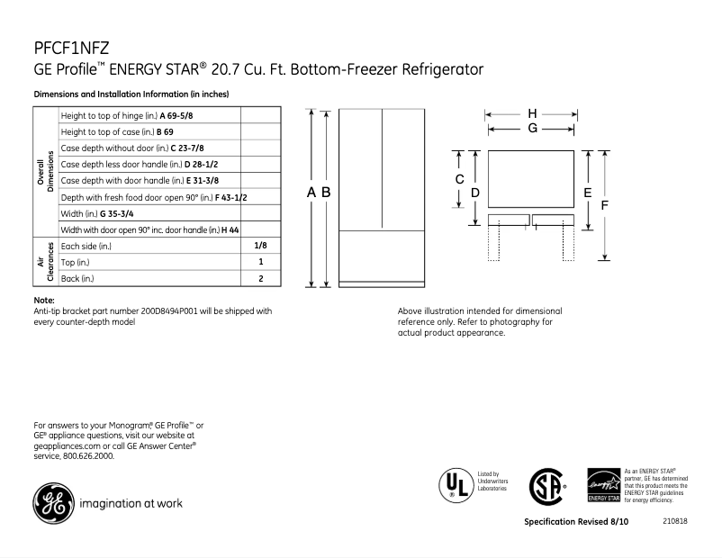 First page image of the manual for PFCF1NFZBB