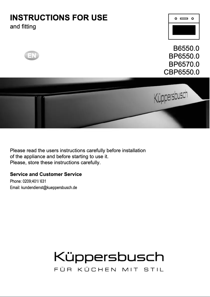 Page 1 of the manual User Manual Küppersbusch CBP6550.0S