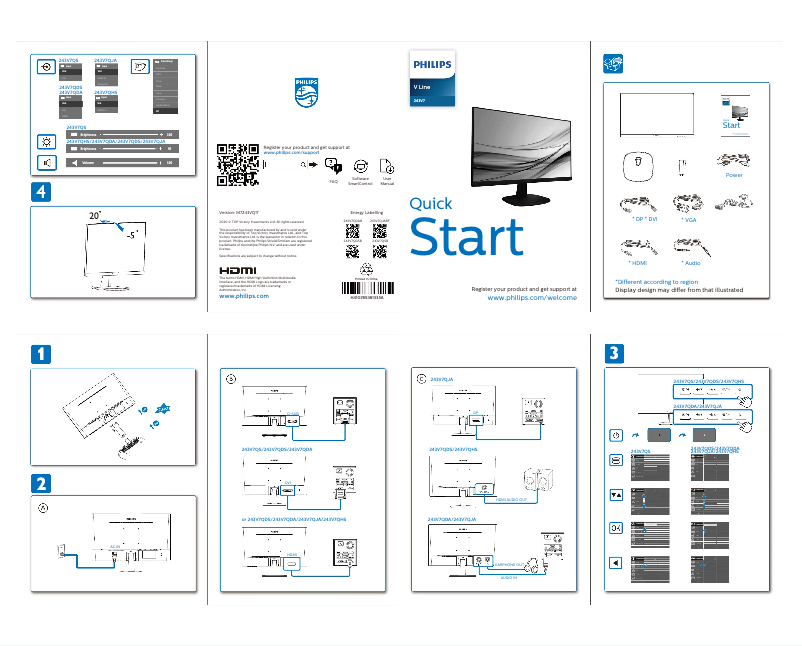 Page 1 of the manual Quick Start Guide Philips 243V7QHSBF