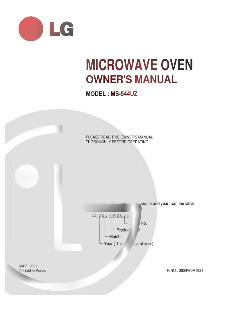 First page image of the manual for MS-544UB
