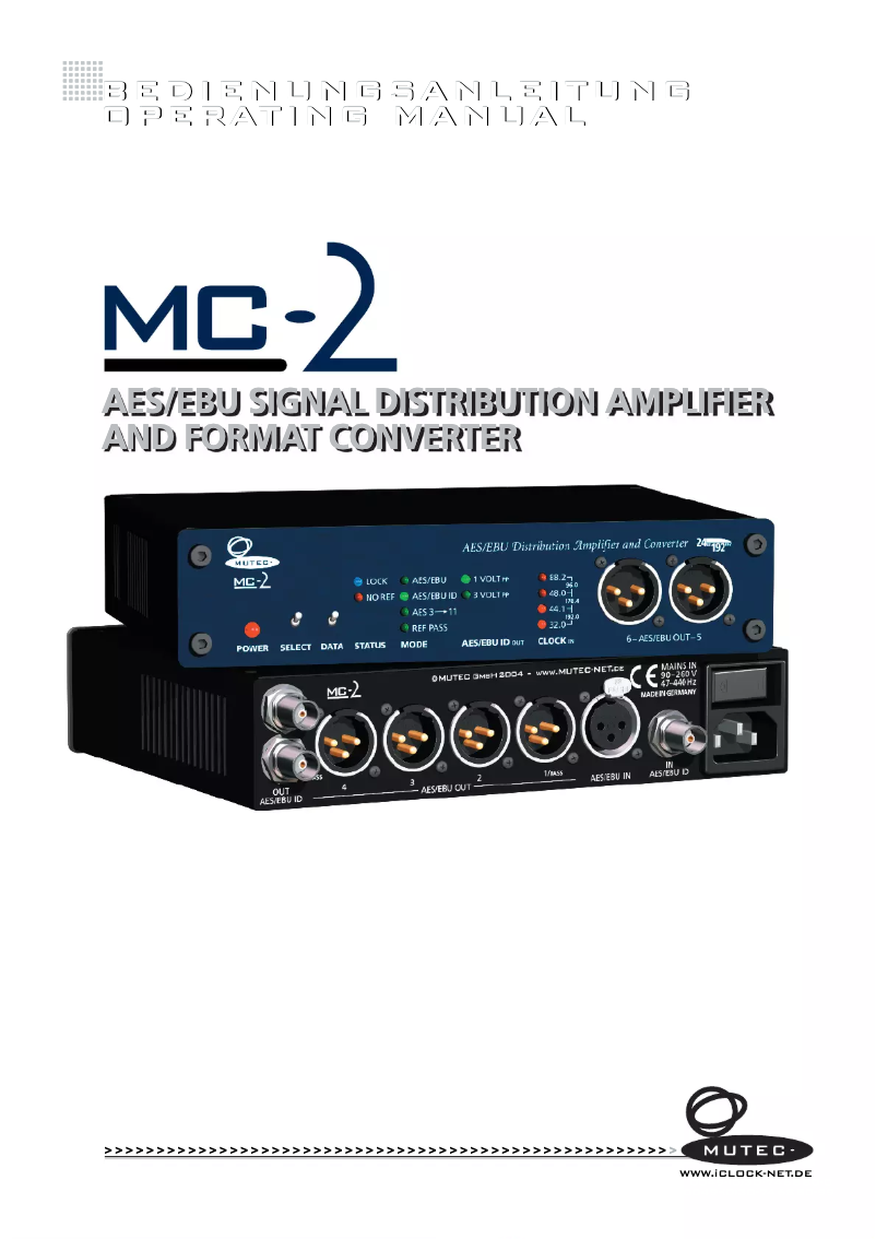 Page 1 of the manual User Manual Mutec MC-2