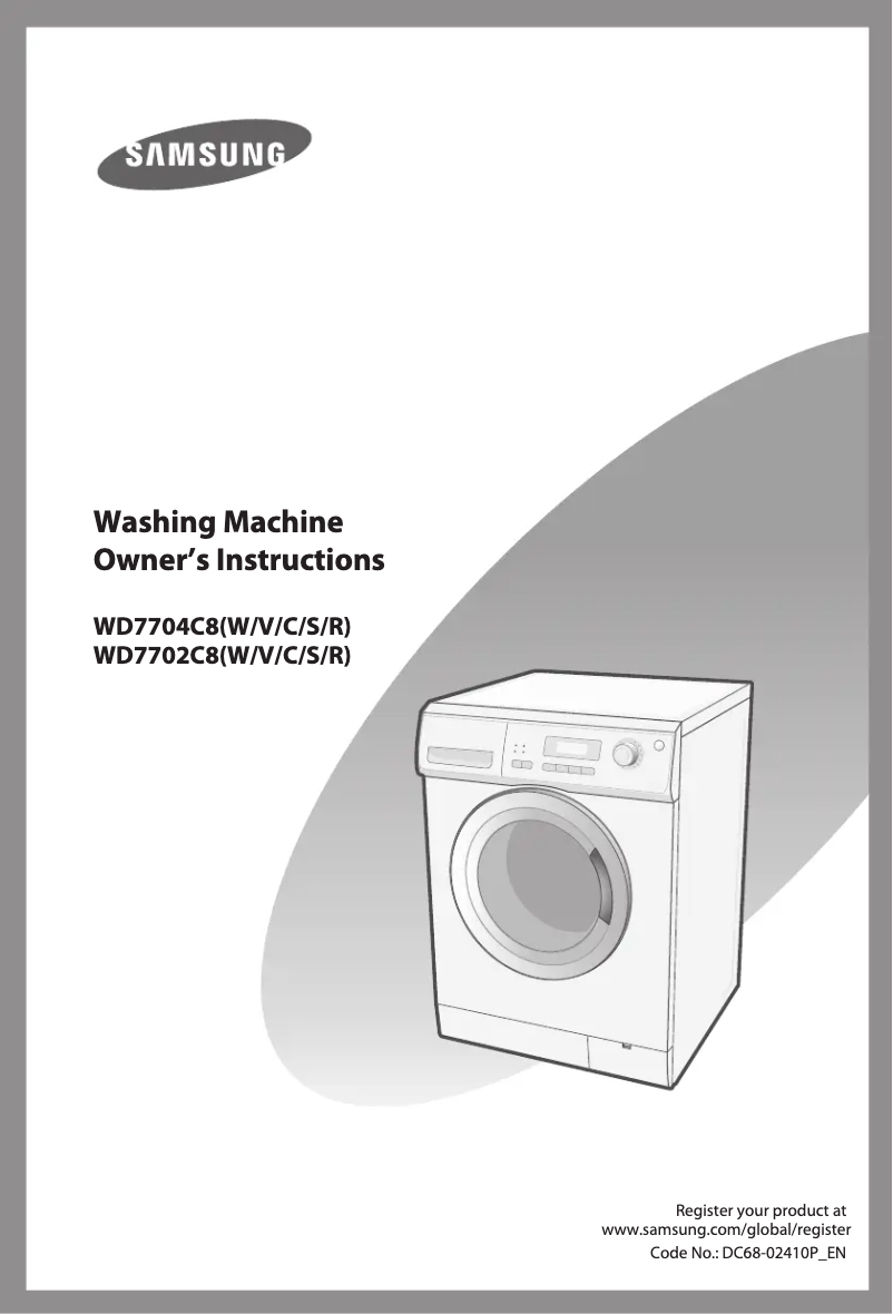 Page 1 of the manual User Manual Samsung WD7702C8W
