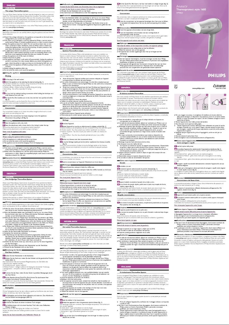 Page 1 of the manual User Manual Philips HP4863