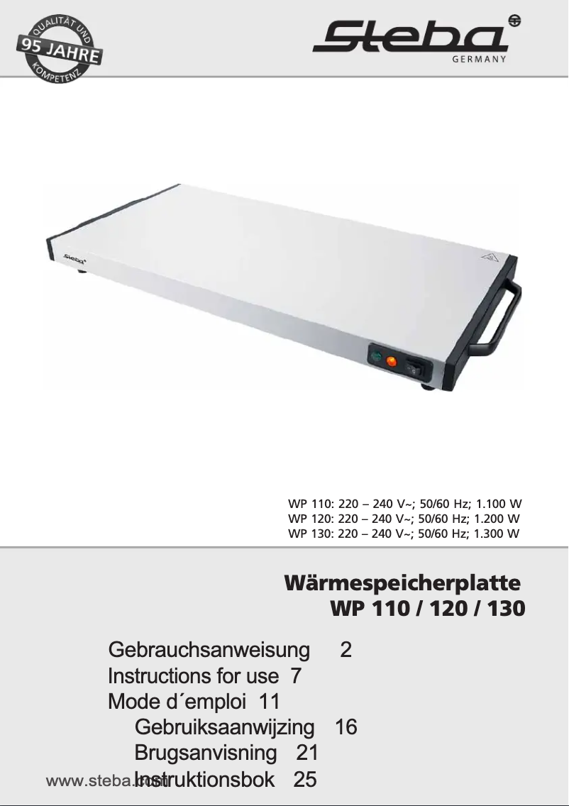 Page 1 of the manual User Manual Steba WP 130