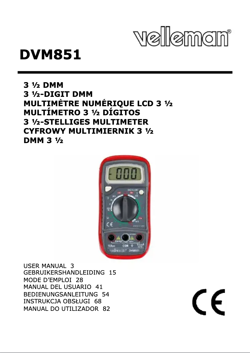 Image de la première page du manuel de l'appareil DVM852