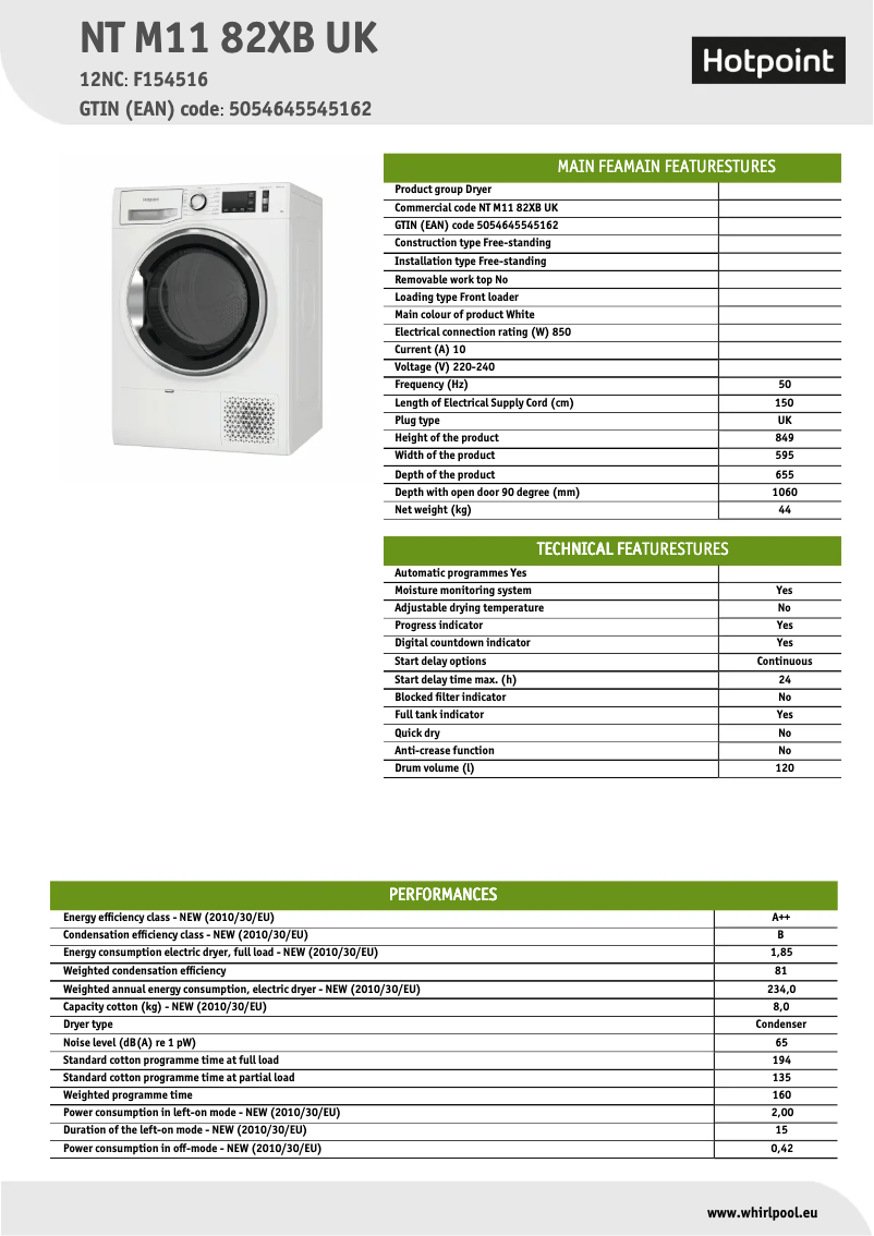 First page image of the manual for NT M11 82XB UK