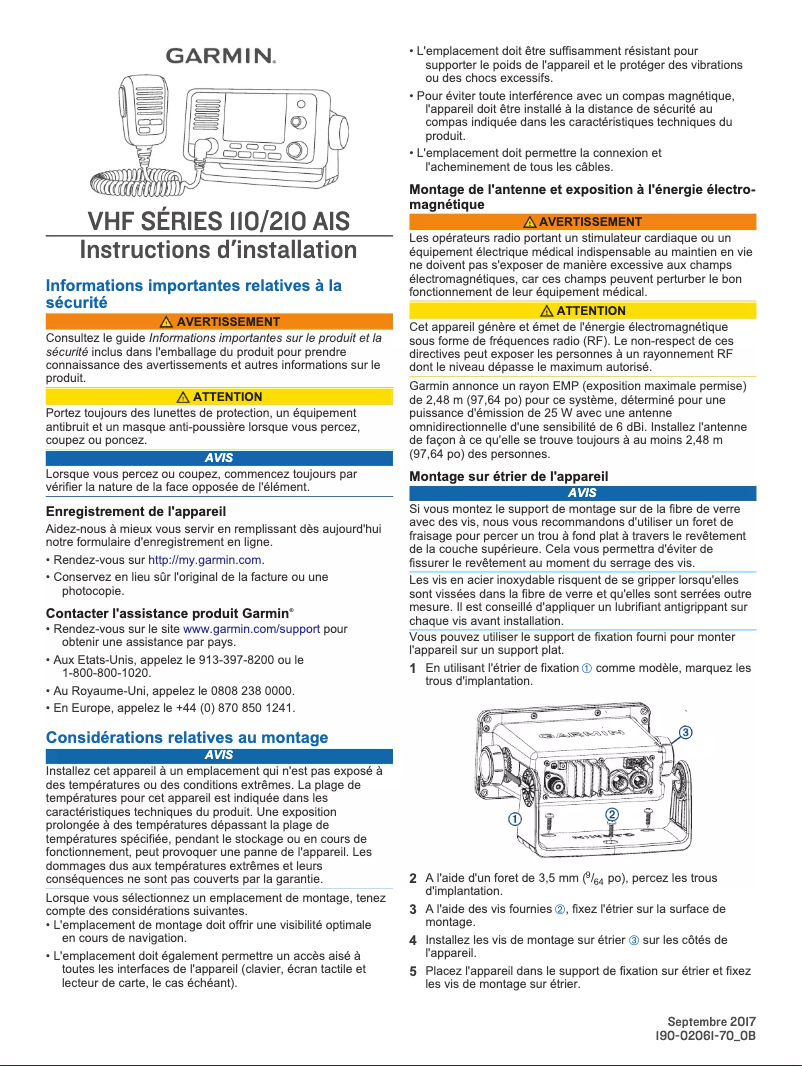 Page 1 of the manual Installation Guide Garmin VHF 210i AIS