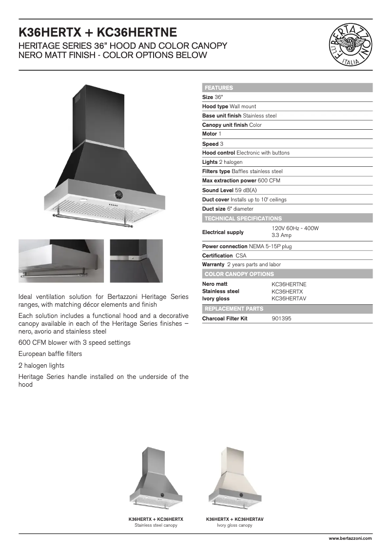 First page image of the manual for KC36HERTX