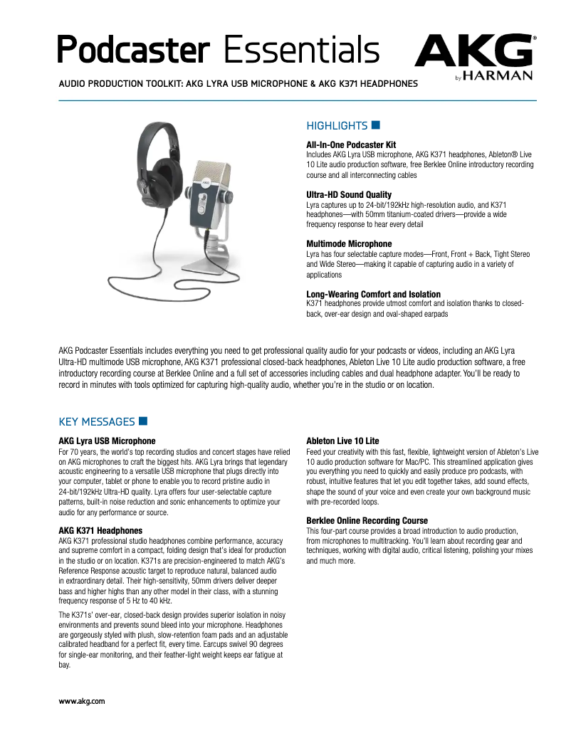 First page image of the manual for Podcaster Essentials