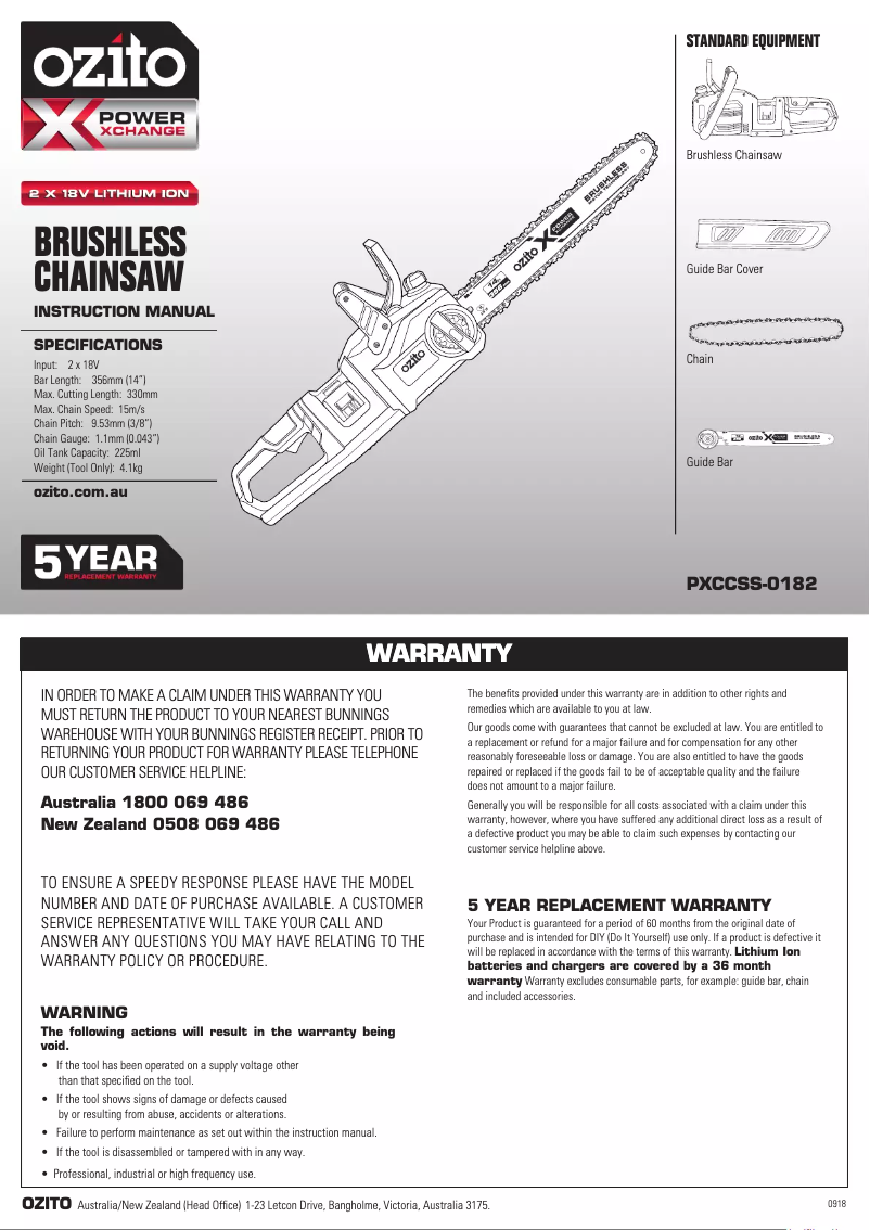 First page image of the manual for PXCCSS-018