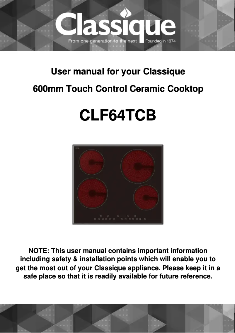 First page image of the manual for CLF64TCB